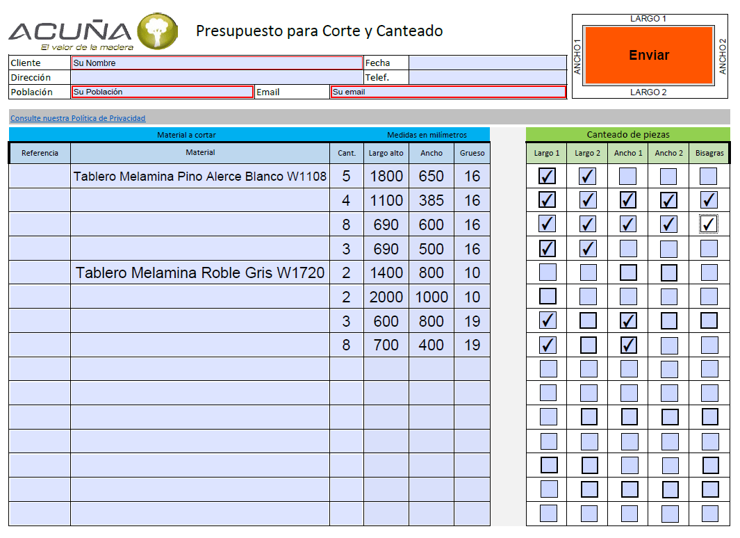 Plantilla Corte y canteado de tableros