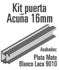 Kit Tirador Puerta Corredera Armario Plata mate 16 mm