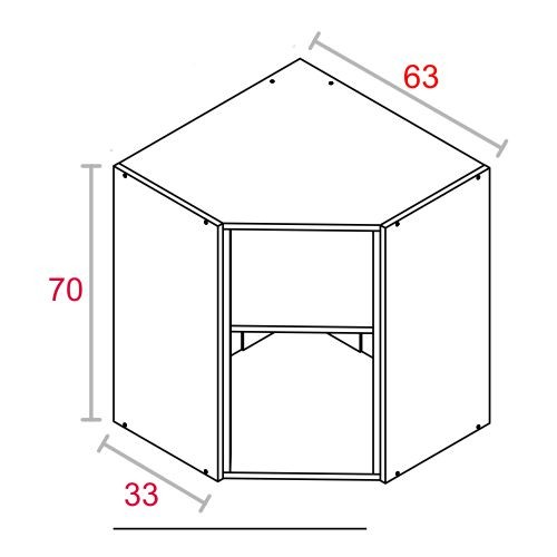 Modulo alto para cocinas, esquinero 63x63, mueble de 70cm a altura blanco  tablero 16mm